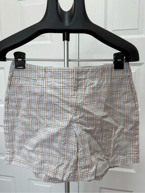 Dockers Pastel Plaid Cotton Bermuda Shorts - Blue, Pink, Tan